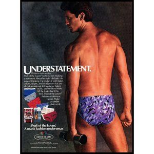 1987 Fruit of the Loom Fashion Underwear Briefs Vintage Print Ad Wall Art